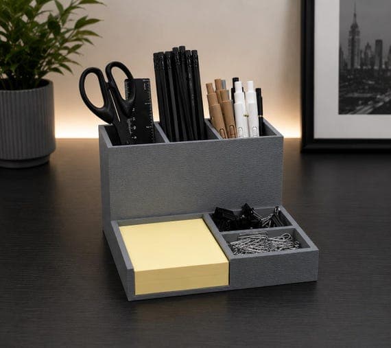 Modern Desk Organizer with Pen Holder & Sticky Note Holder